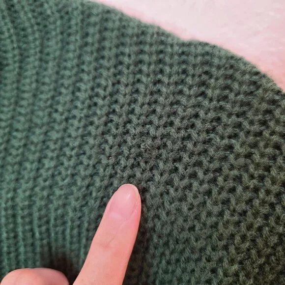 Zaful Sweater Womens Free Size Dark Green Knitted Lantern Sleeve Slouchy Casual - Picture 4 of 12